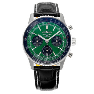 Navitimer B01 Chronograph 43 Dark Green Dial in Steel on Leather Strap