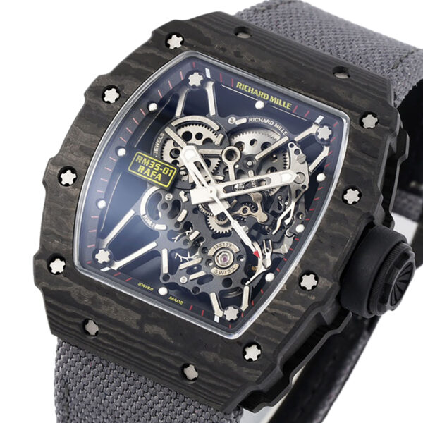 RM 035-01 Rafael Nadal NTPT Carbon on Grey Nylon Strap (Sonic) - Image 3