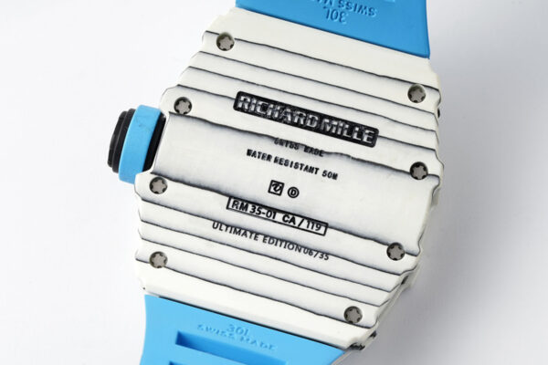 RM 035-01 Rafael Nadal White NTPT on Blue Rubber Strap (Sonic) - Image 8