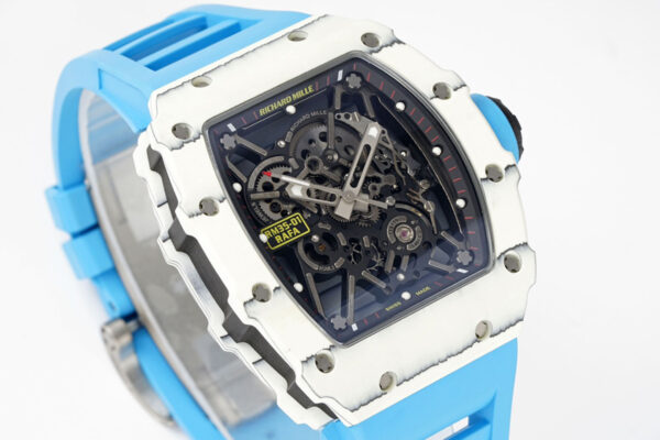 RM 035-01 Rafael Nadal White NTPT on Blue Rubber Strap (Sonic) - Image 3