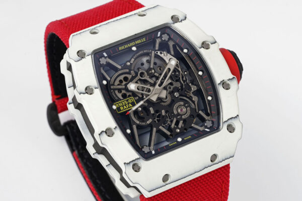 RM 035-01 Rafael Nadal White NTPT on Red Nylon Strap (Sonic) - Image 3