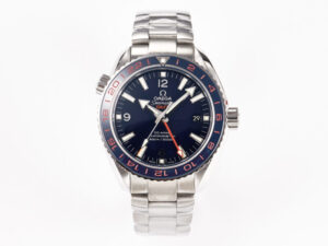 Planet Ocean 600M Co-Axial GMT 43.5mm VSF 1:1 Best Edition Blue Dial Blue Ceramic Bezel on SS Bracelet A8605 Super Clone
