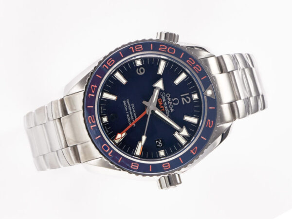 Planet Ocean 600M Co-Axial GMT 43.5mm VSF 1:1 Best Edition Blue Dial Blue Ceramic Bezel on SS Bracelet A8605 Super Clone - Image 2