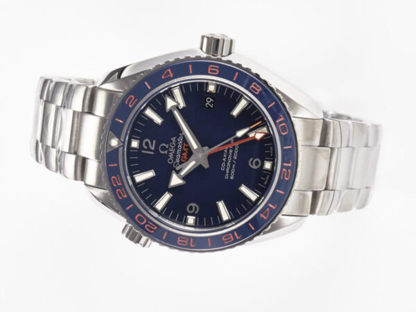 Planet Ocean 600M Co-Axial GMT 43.5mm VSF 1:1 Best Edition Blue Dial Blue Ceramic Bezel on SS Bracelet A8605 Super Clone - Image 3