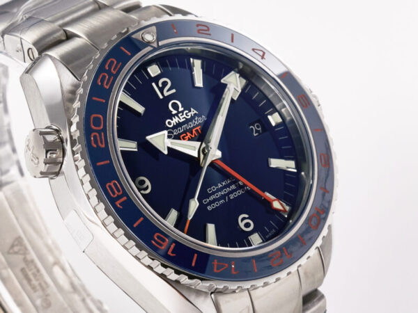 Planet Ocean 600M Co-Axial GMT 43.5mm VSF 1:1 Best Edition Blue Dial Blue Ceramic Bezel on SS Bracelet A8605 Super Clone - Image 5