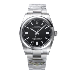 Clean Factory Rolex Oyster Perpetual 36mm Bright Black Dial 124300
